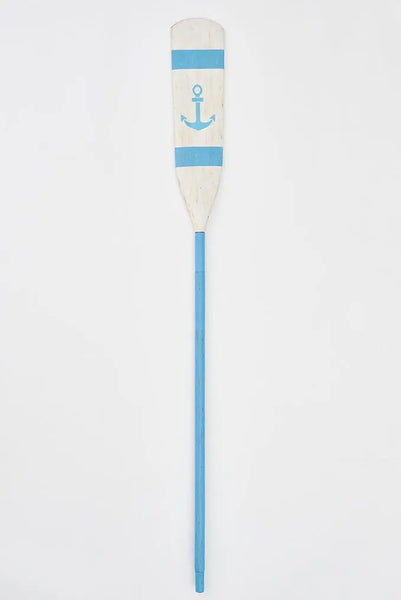 Batela Remo de Madera con Ancla: Encanto Náutico en Turquesas y Blancos