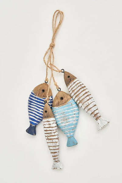 Batela Ristra de 4 peces Decorativos de Madera a Rayas - Encanto Náutico