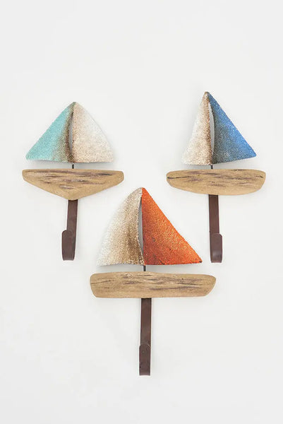 Batela Set de 3 percheros veleros Individuales - Estilo Náutico