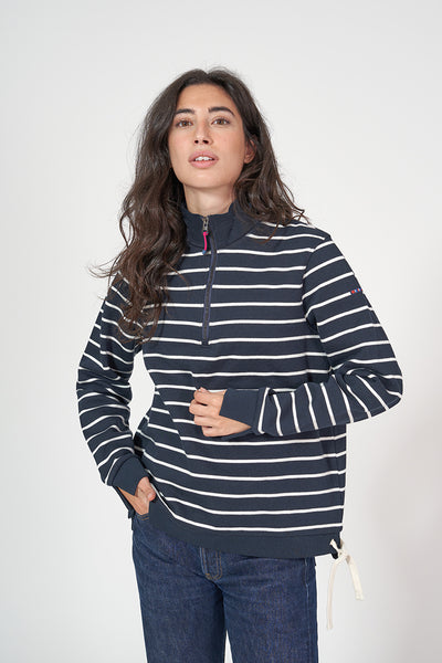 Batela Sudadera de felpa de mujer con raya cremallera en cuello