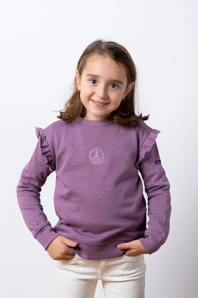 Batela Sudadera de niña en algodón terry Batela. Dibujo ancla y océano