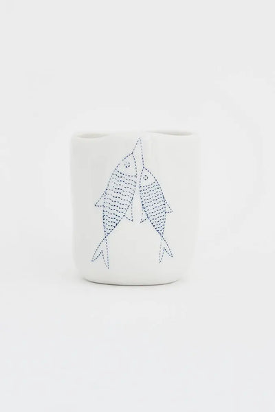 Batela Taza de Café Náutica Porcelana con Diseño de Peces - Elegancia náutica