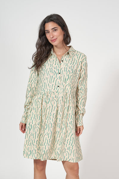 Batela Vestido de mujer de manga larga con estampado de hojas