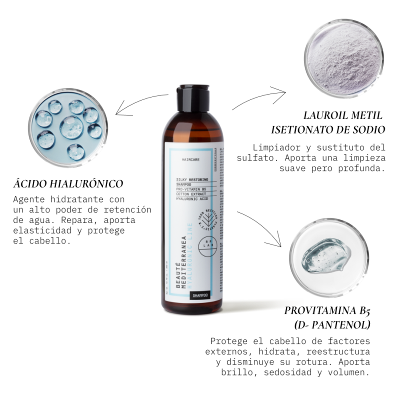 Beauté Mediterranea Silky Restoring Champú Con Ácido Hialurónico Sin Sulfatos