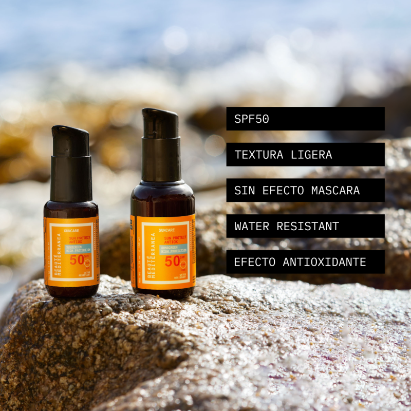 Beauté Mediterranea Sun Protect Antiox Protector Solar Corporal SPF50 Sin Efecto Mascara