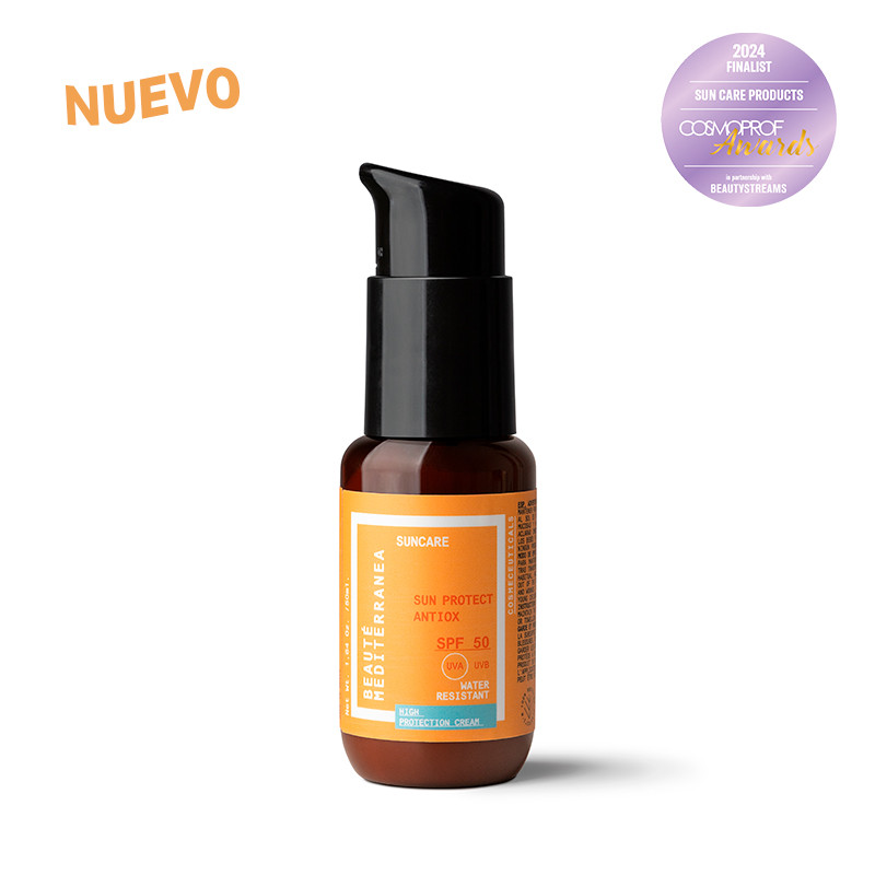 Beauté mediterranea Sun protect antiox protector solar facial SPF 50 sin efecto mascara