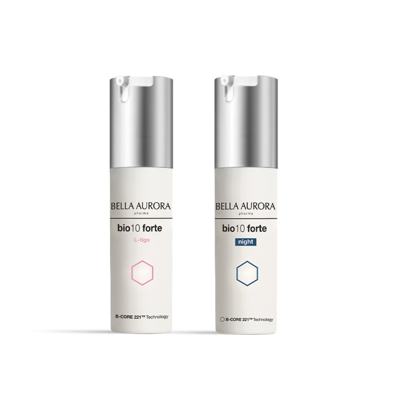 Bella Aurora Tratamiento Intensivo para Manchas Solares o Edad. bio10 forte L-tigo + Night Pharma