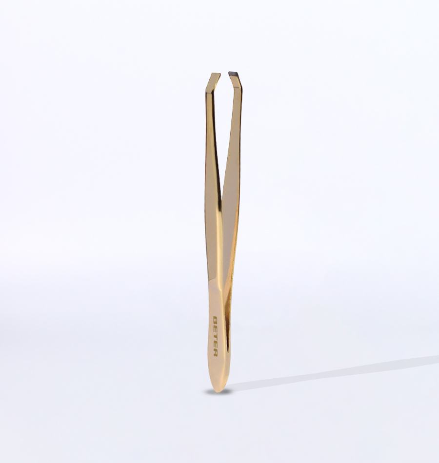 Beter Pinza de depilar punta cangrejo dorada