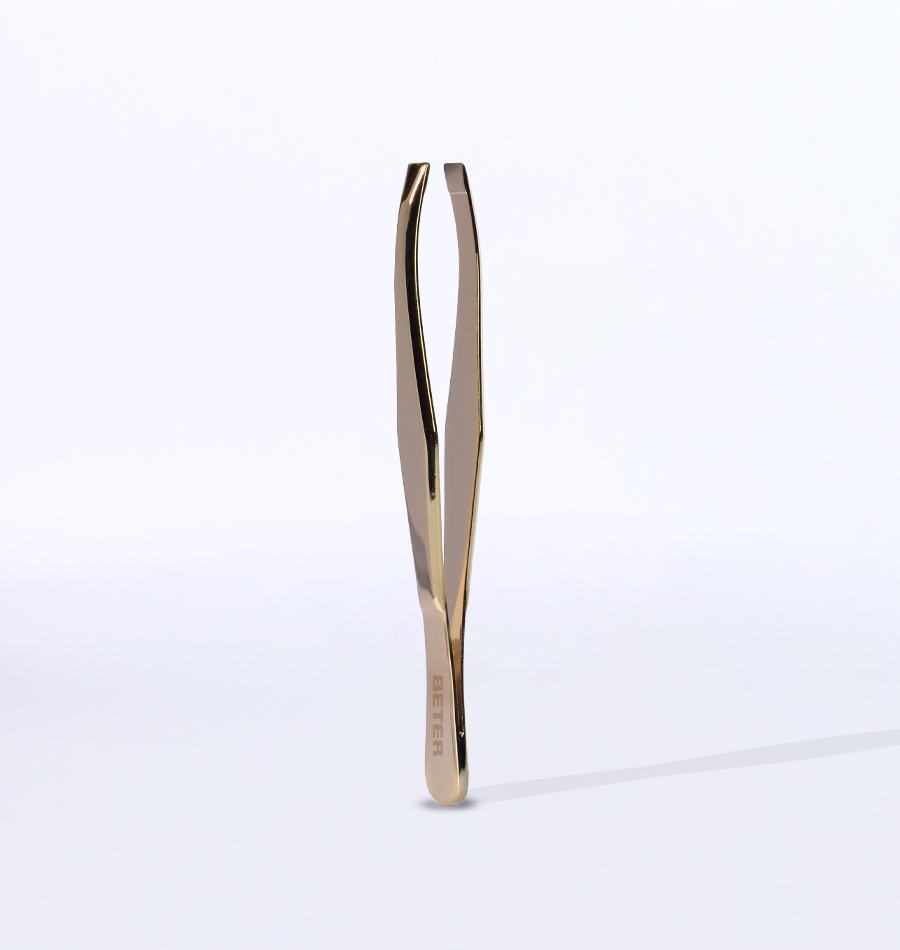 Beter Pinza de depilar punta recta dorada