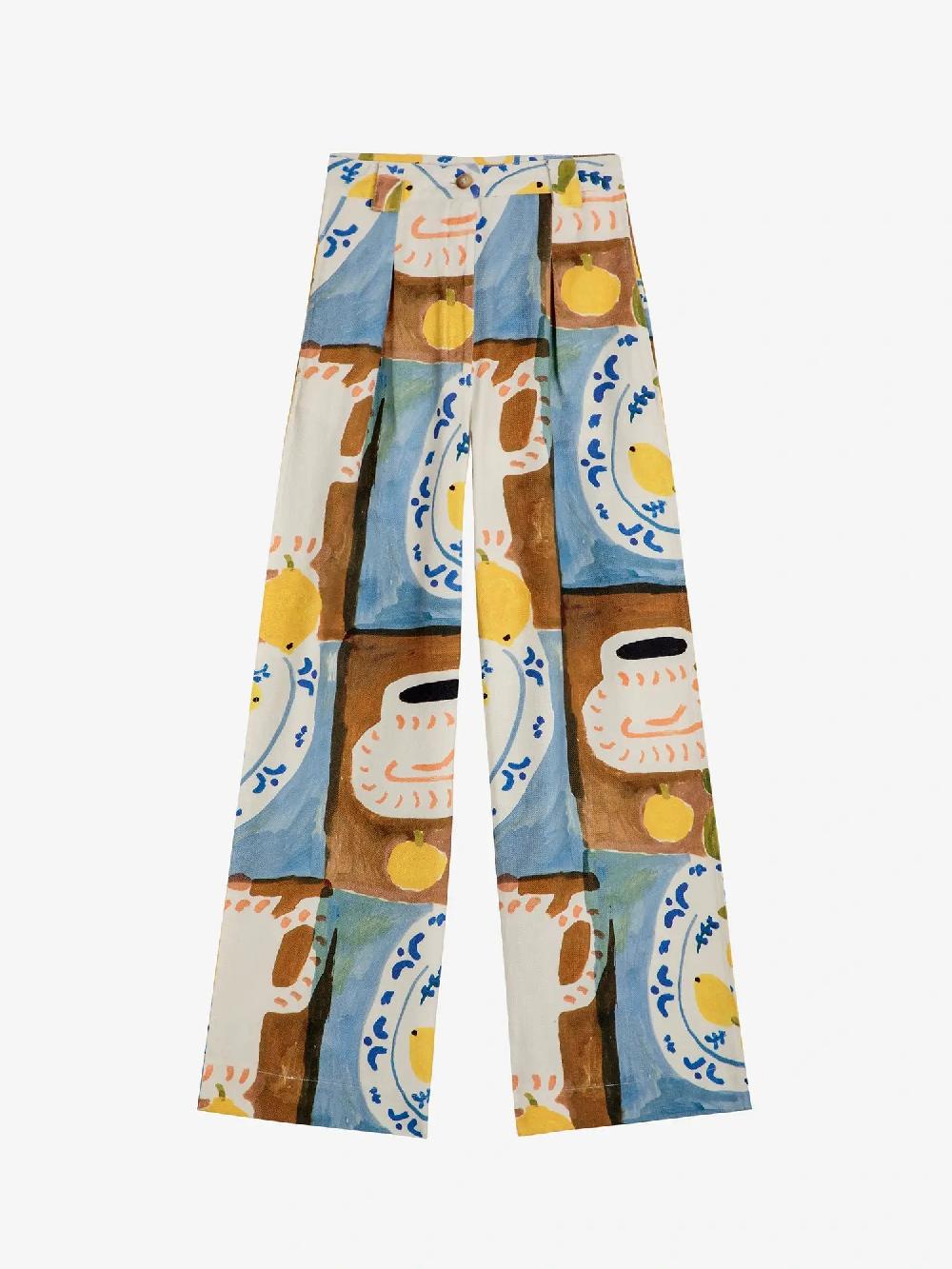 Bobo Choses Abstract Tea Time Printed Wide-leg Pleated Pant