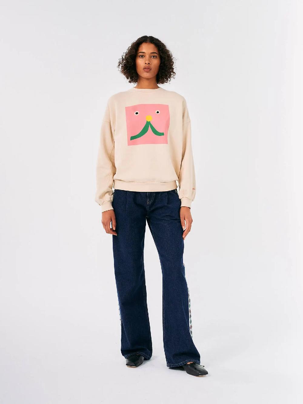 Bobo Choses Abstract Cat Smile Print Sweatshirt