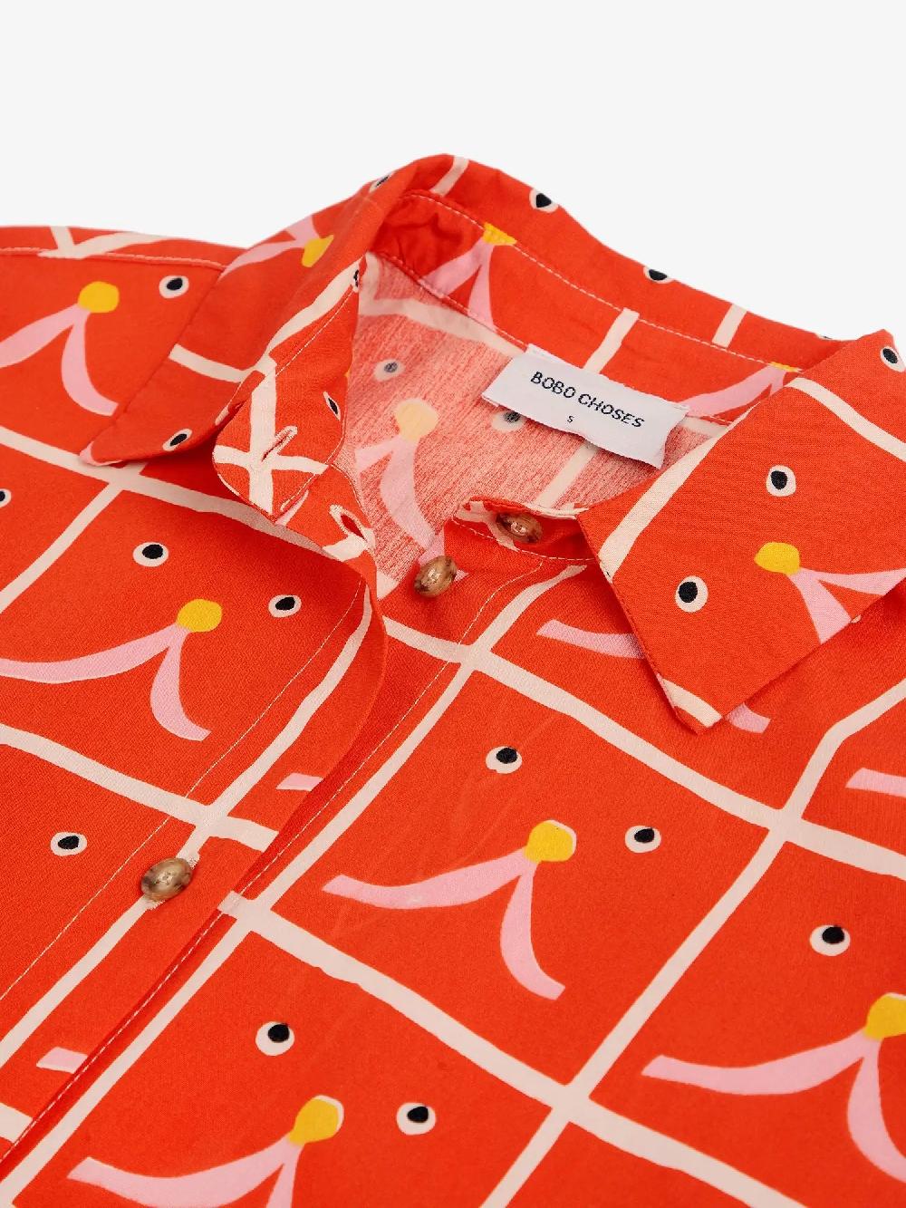 Bobo Choses Abstract Cat Smile Printed Shirt Dress