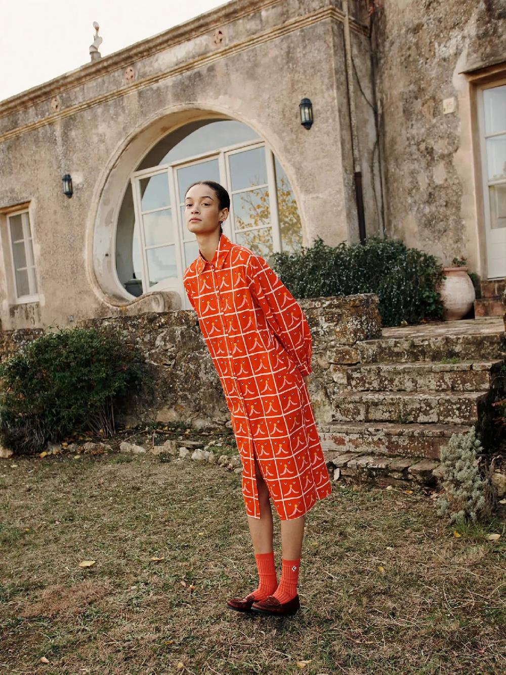 Bobo choses Abstract Cat Smile printed shirt dress