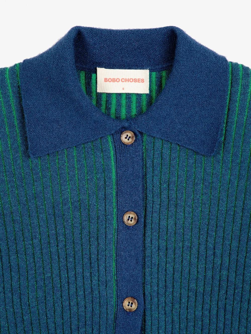 Bobo Choses Bicolor Ribbed Knitted Collar Cardigan
