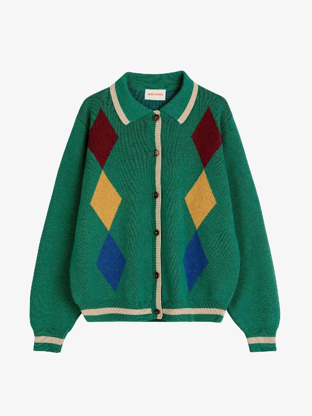 Bobo Choses Bobo Diamonds Collar Cardigan