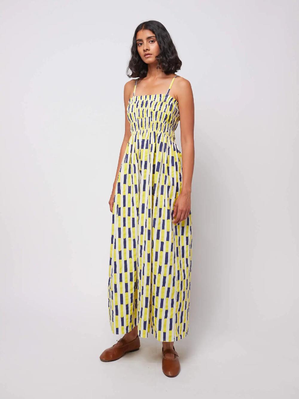 Bobo Choses Brush Strokes Gathered Bustier Dress