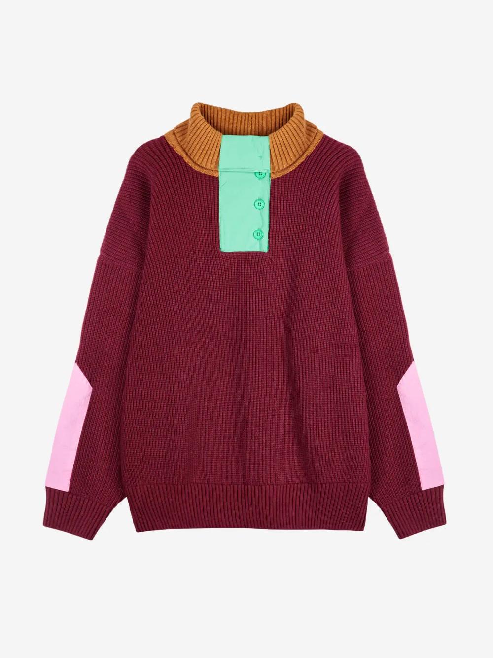 Bobo Choses Bobo Choses Color Block Buttoned Neck Jumper