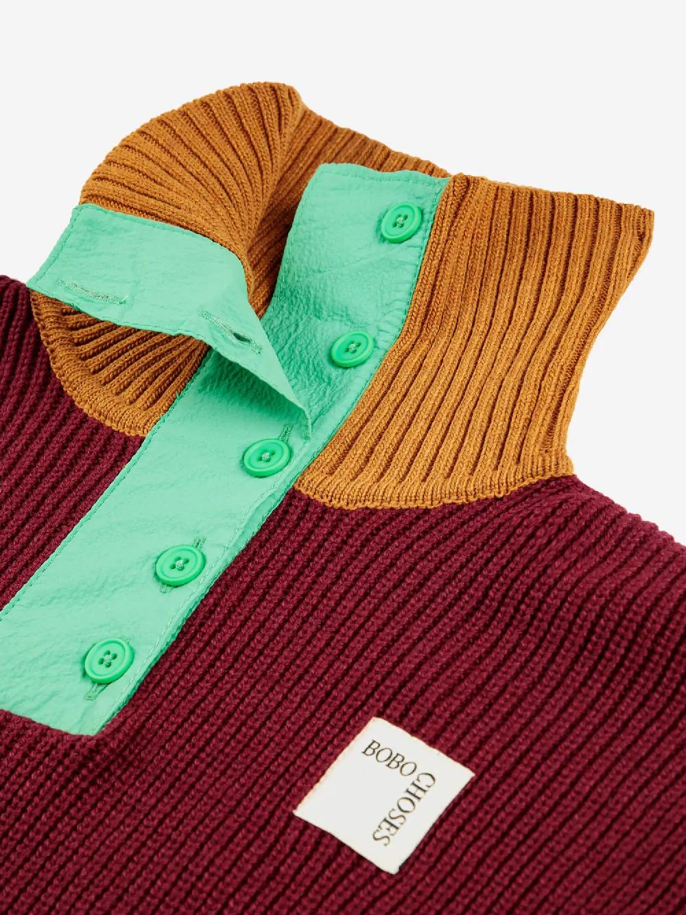 Bobo Choses Bobo Choses Color Block Buttoned Neck Jumper