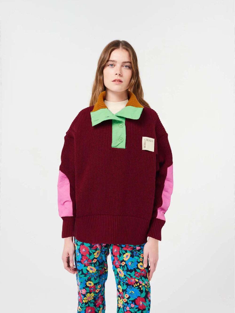 Bobo choses Bobo choses color block buttoned neck jumper