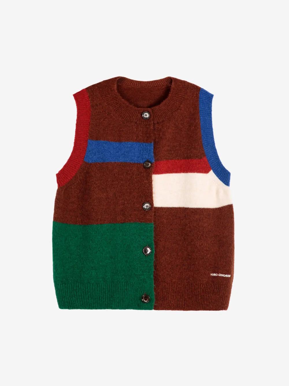 Bobo Choses Color Block Knitted Buttoned Vest