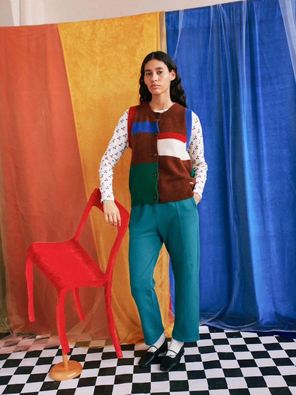 Bobo choses Color block knitted buttoned vest