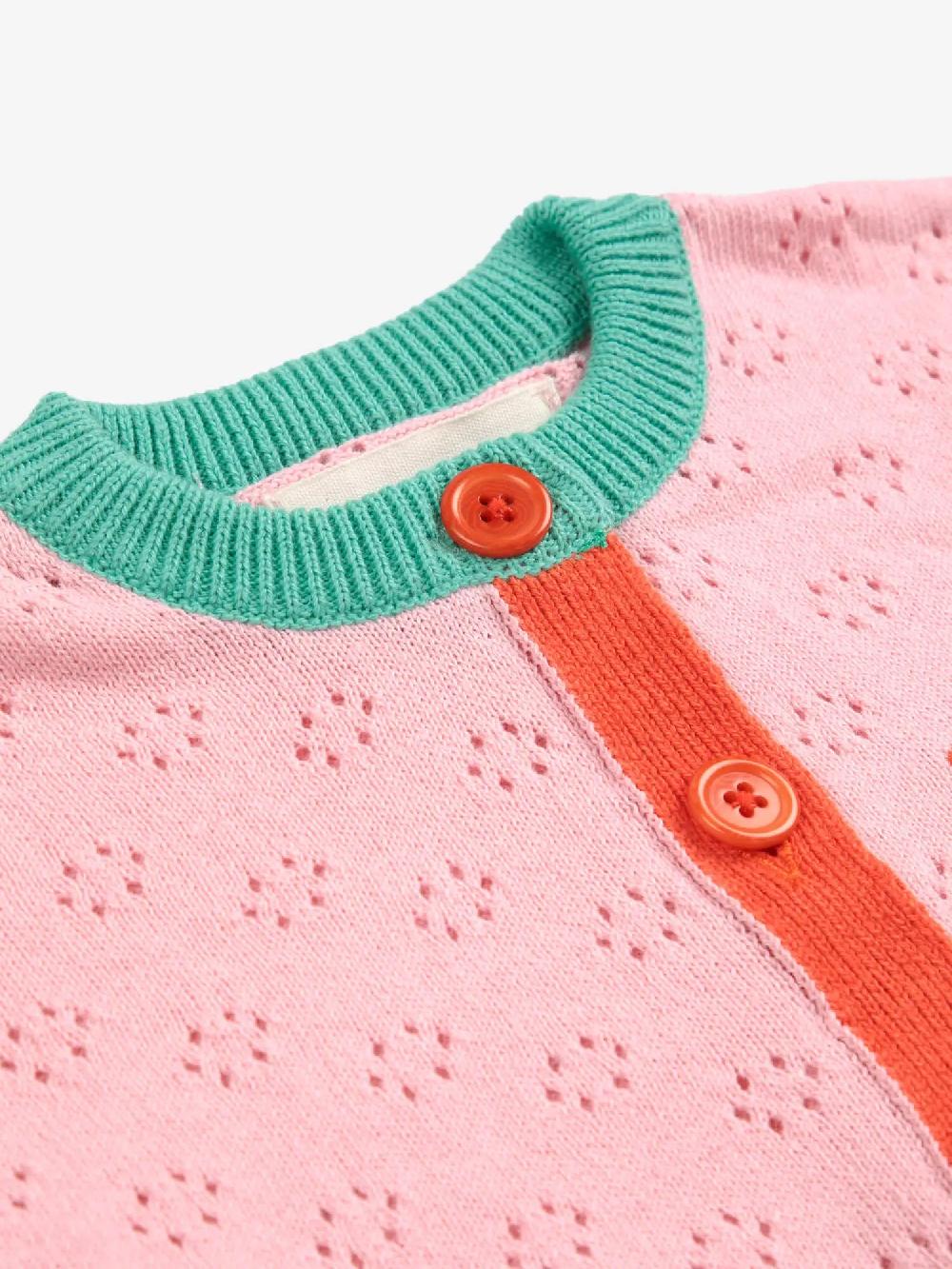 Bobo Choses Color Block Open Work Cardigan