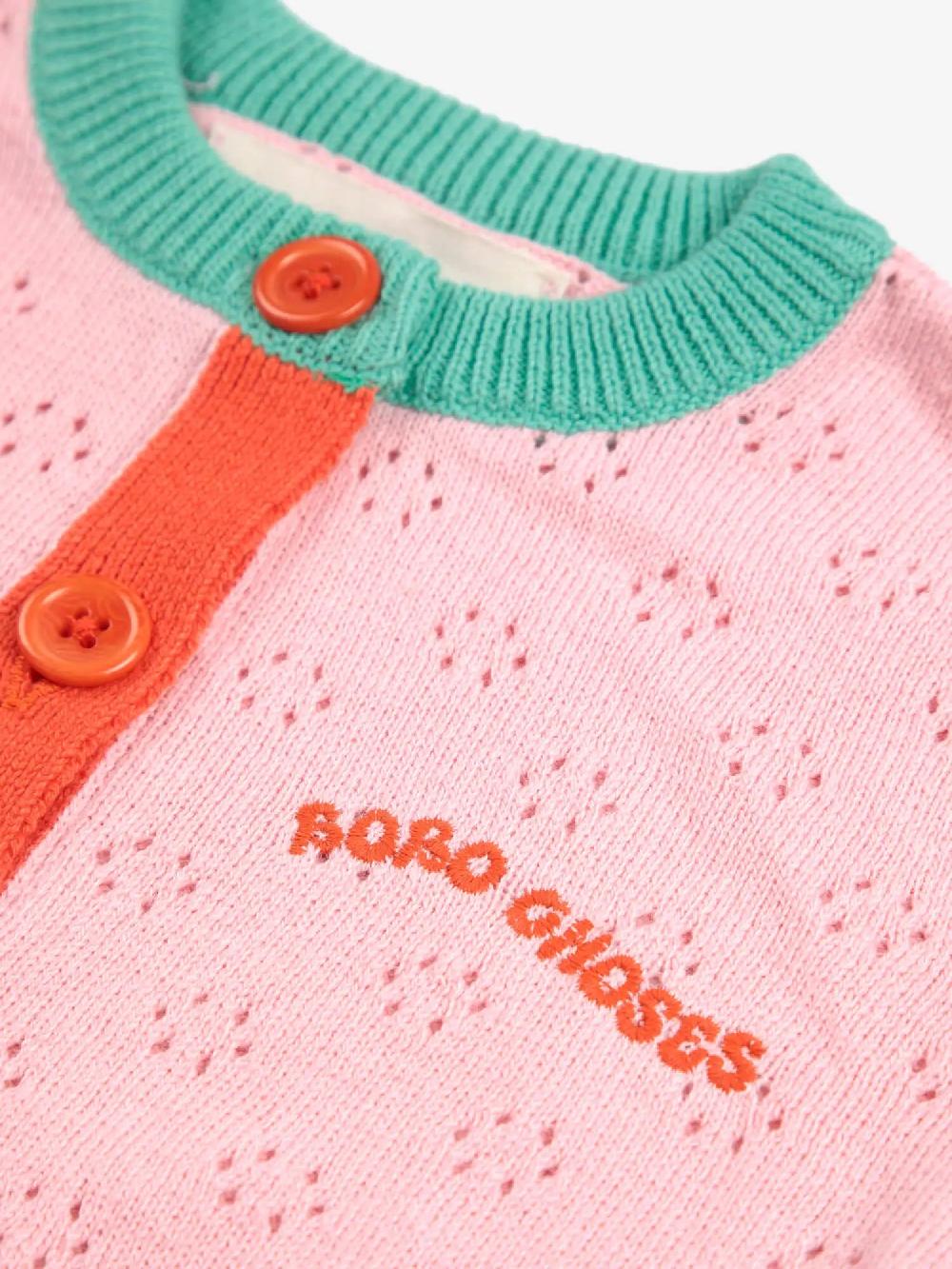 Bobo Choses Color Block Open Work Cardigan