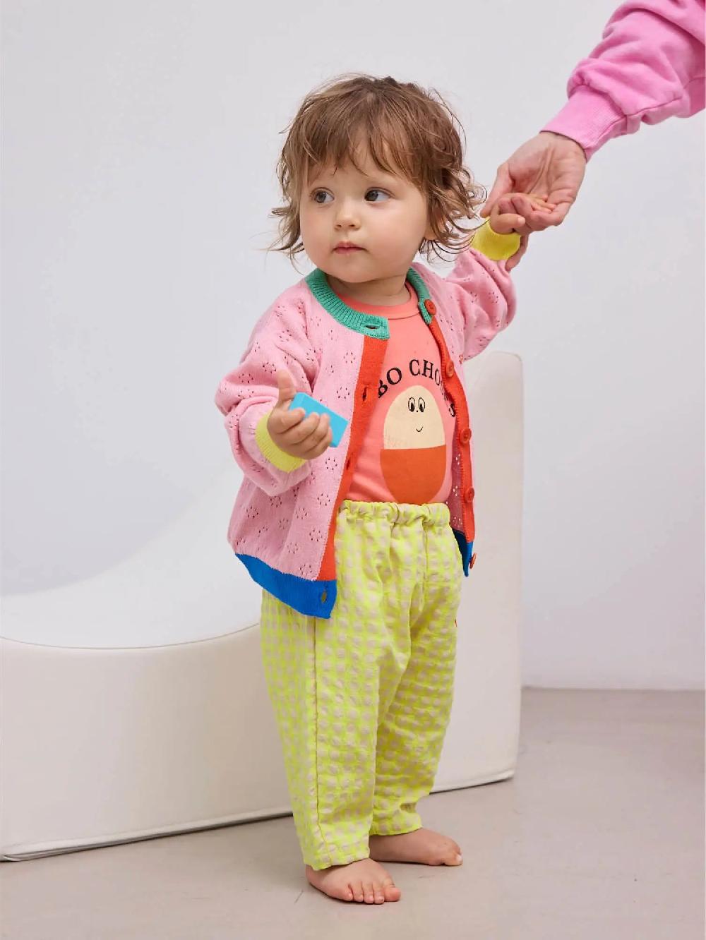 Bobo choses Color block open work cardigan