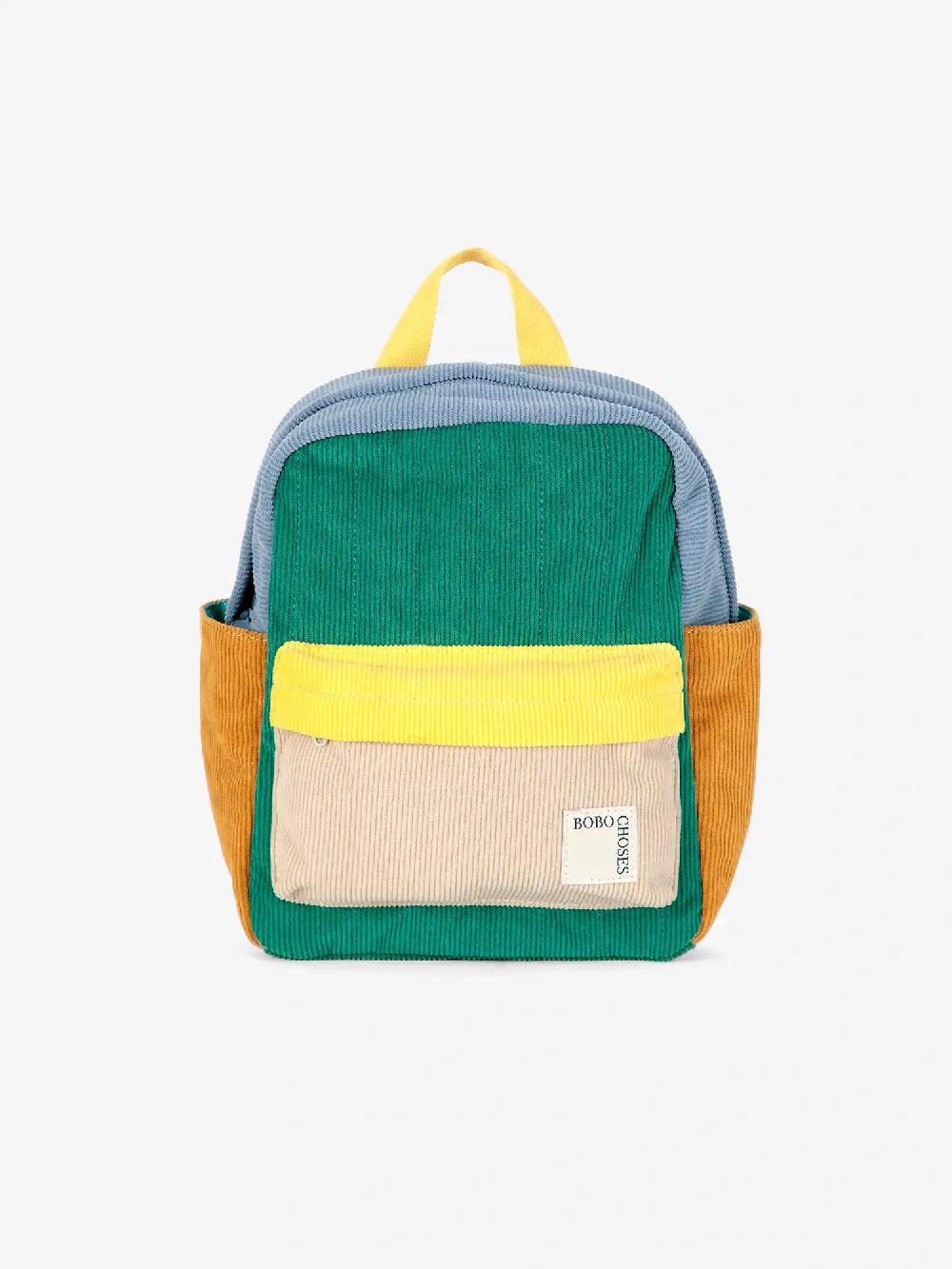 Bobo choses Color Block padded corduroy schoolbag