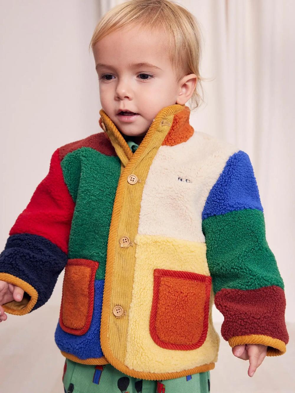 Bobo choses color block sheepskin jacket