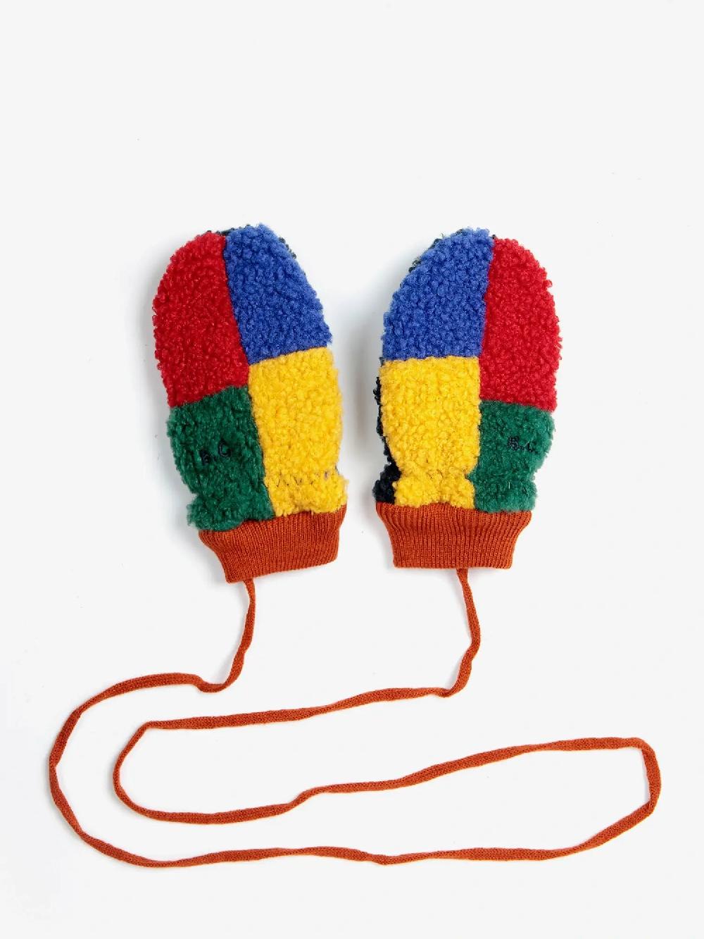 Bobo choses Color Block sheepskin mittens