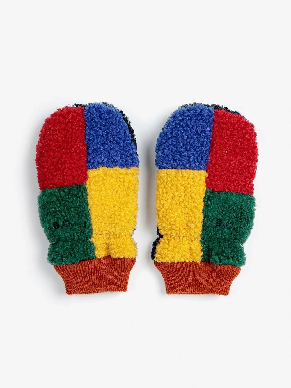 Bobo choses Color block sheepskin mittens