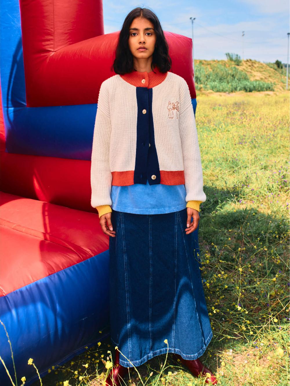 Bobo choses Color block texture cardigan