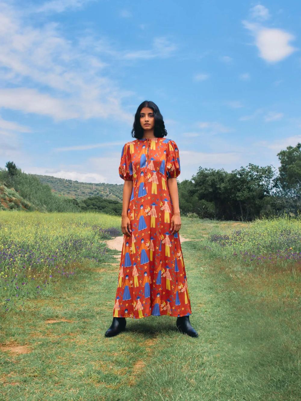 Bobo choses Couples print satin dress