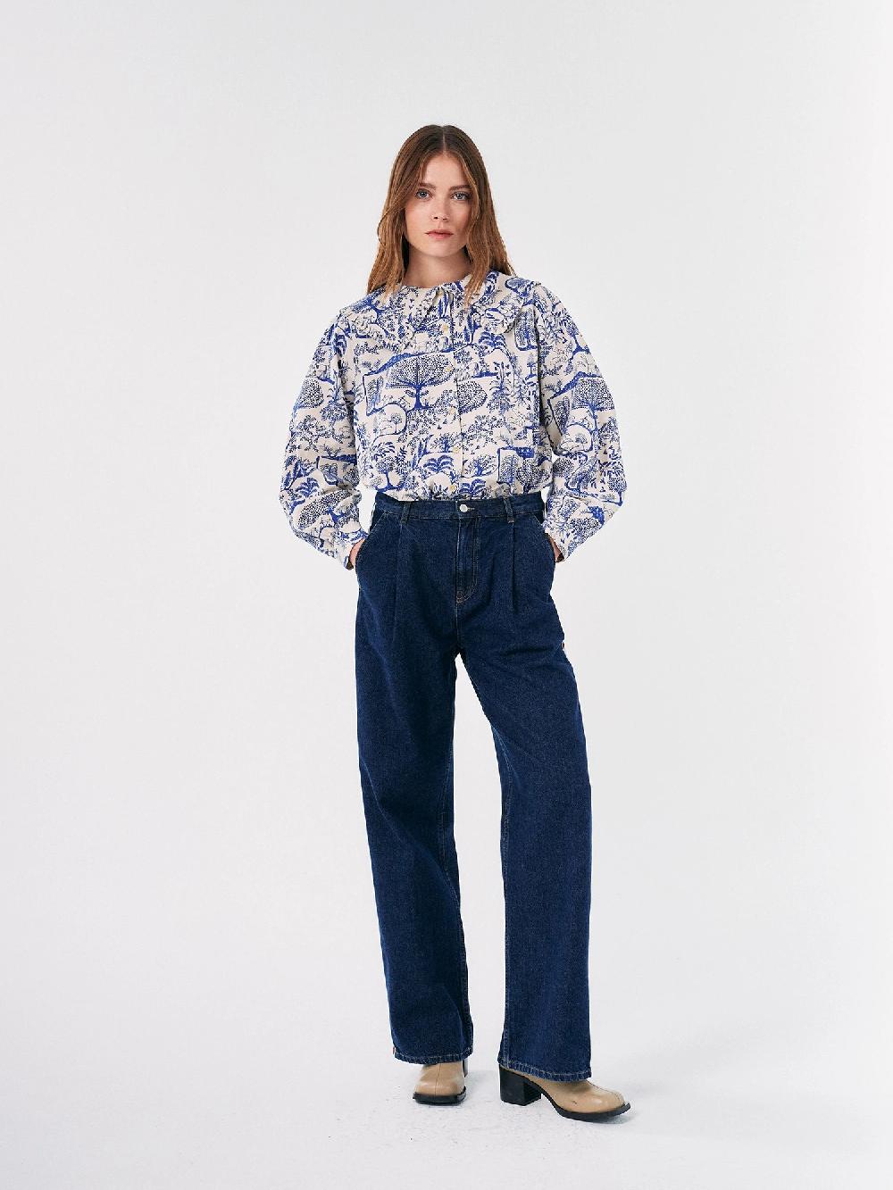 Bobo Choses Embroidered Denim Pleated Jeans