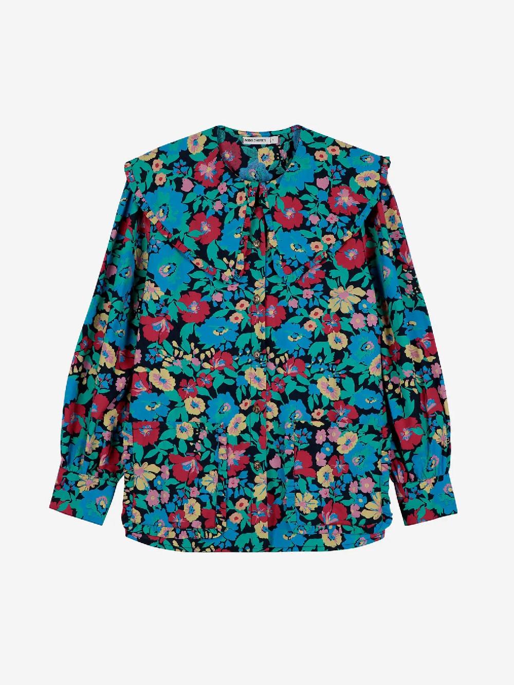 Bobo Choses Floral Printed Frill Neck Blouse
