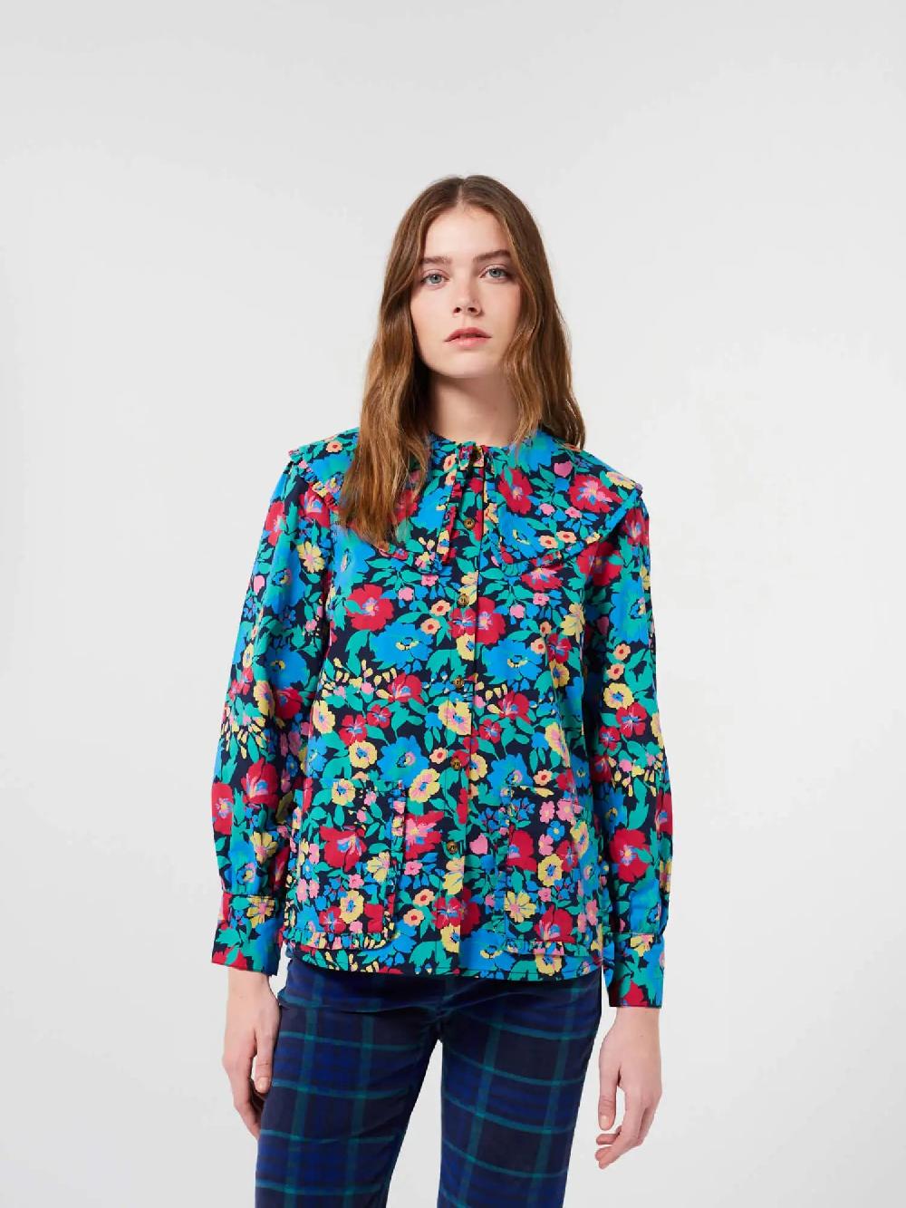 Bobo choses Floral printed frill neck blouse