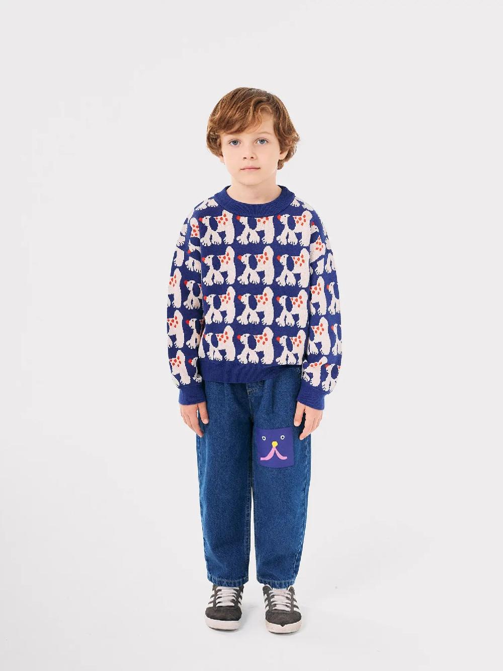 Bobo Choses Funny Face Denim Jogger Pants
