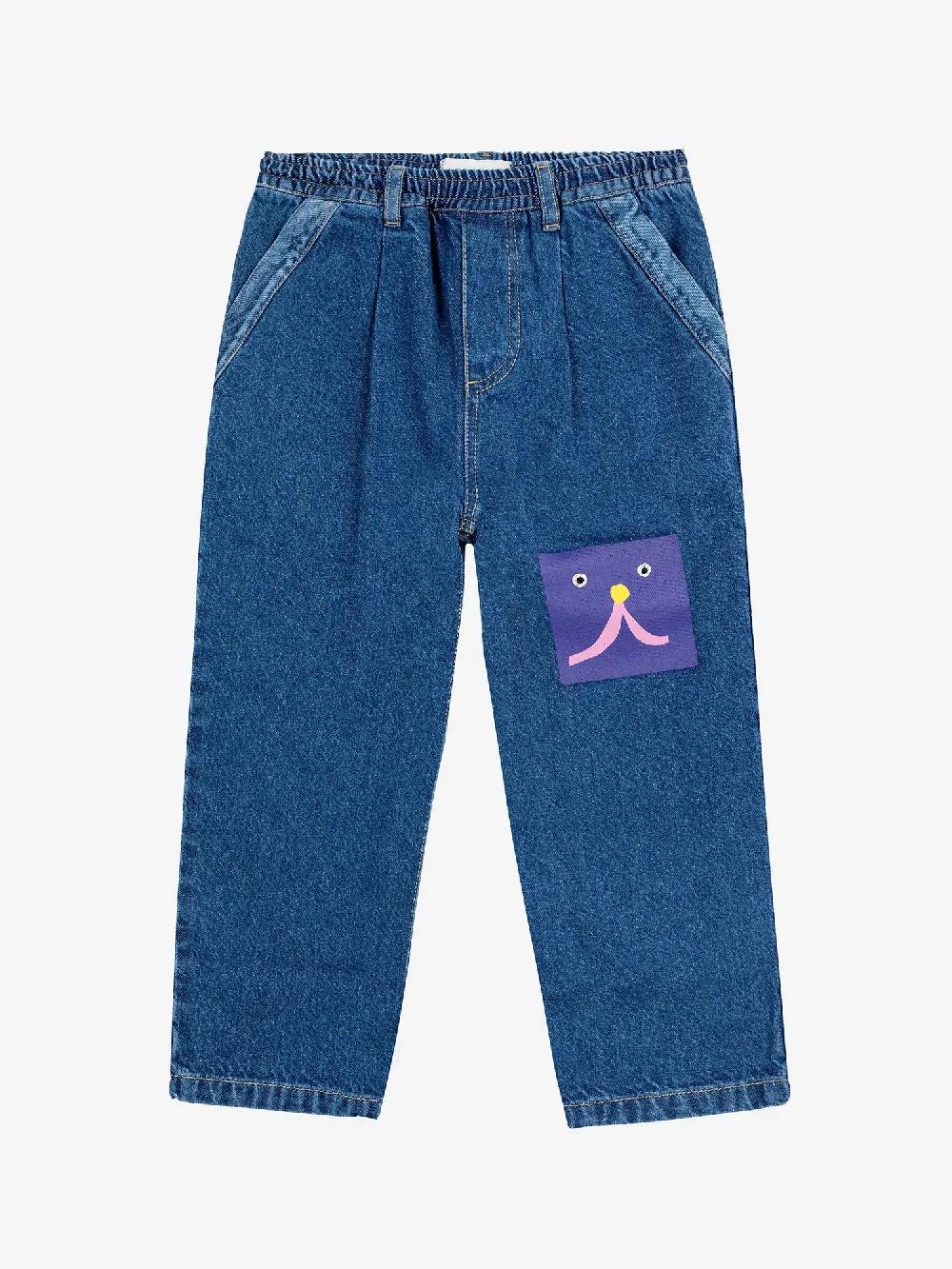 Bobo choses Funny Face denim jogger pants