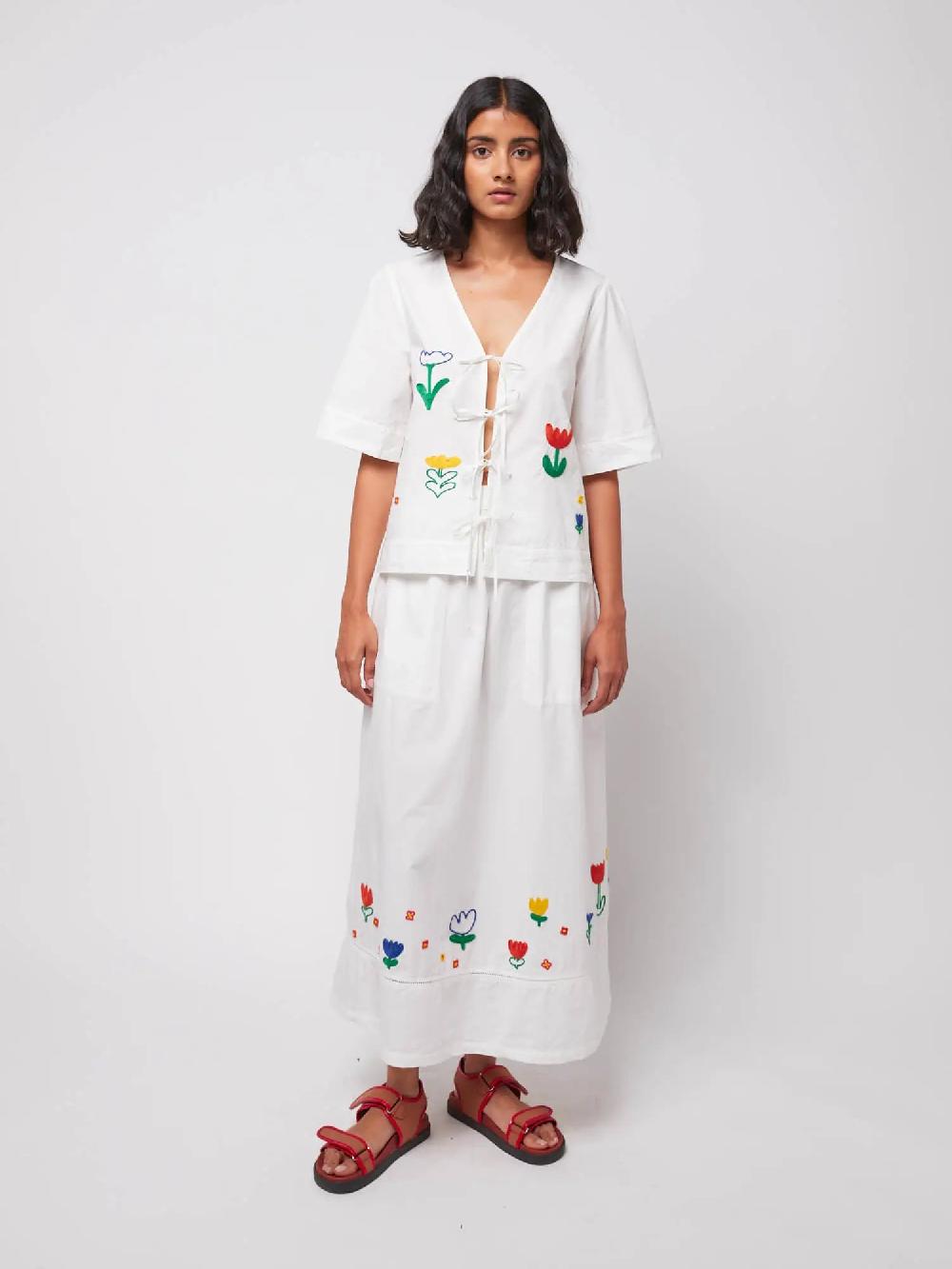 Bobo Choses Garden Embroidery Poplin Skirt