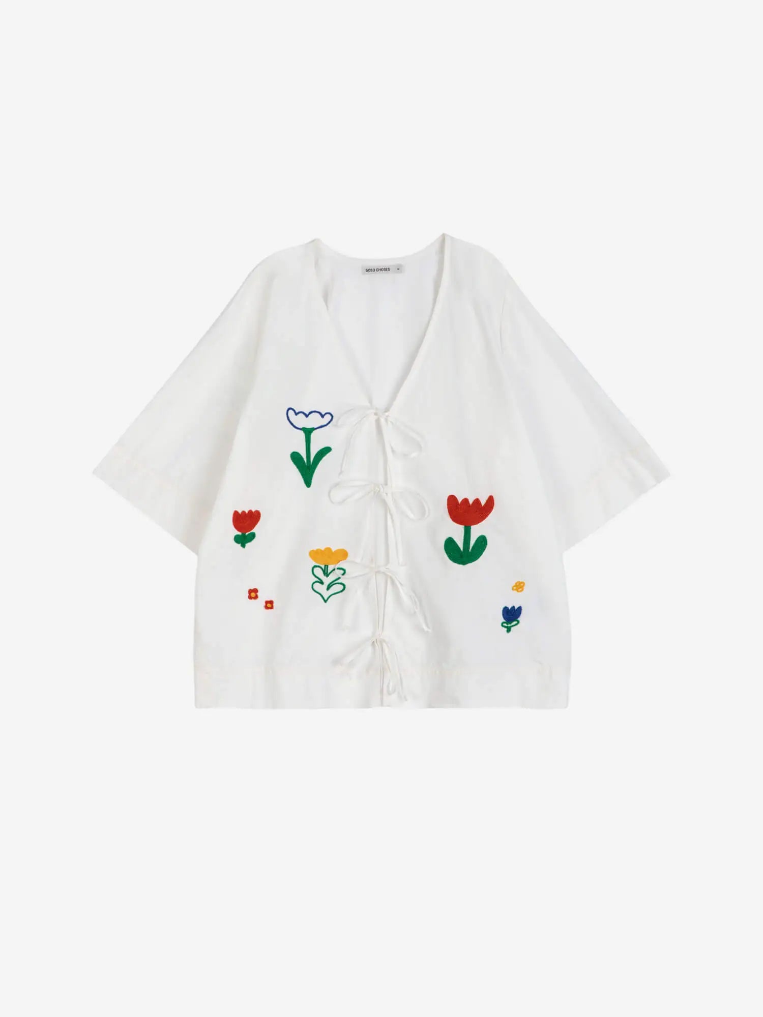 Bobo Choses Garden Embroidery Tie Blouse
