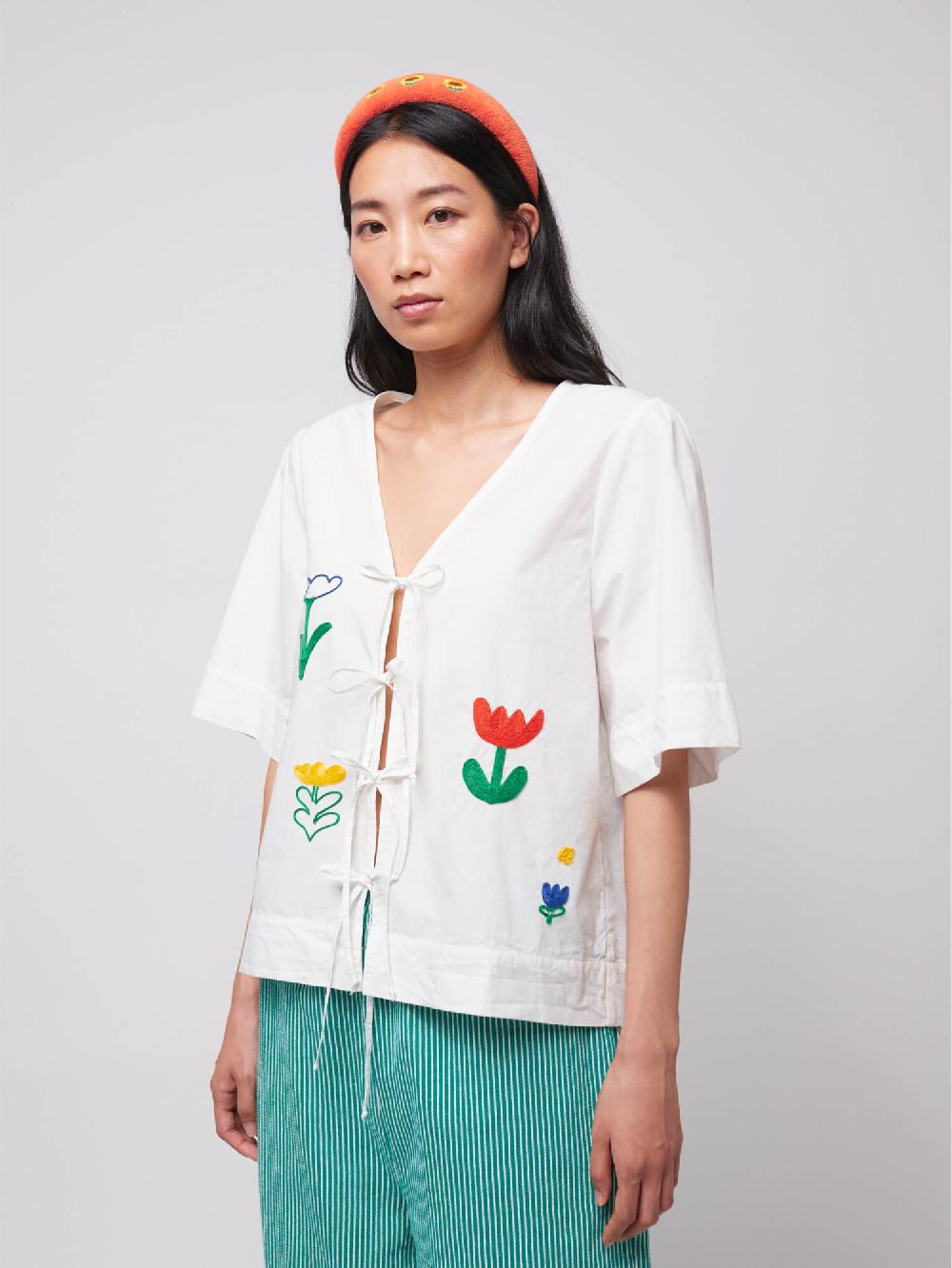 Bobo choses Garden embroidery tie blouse