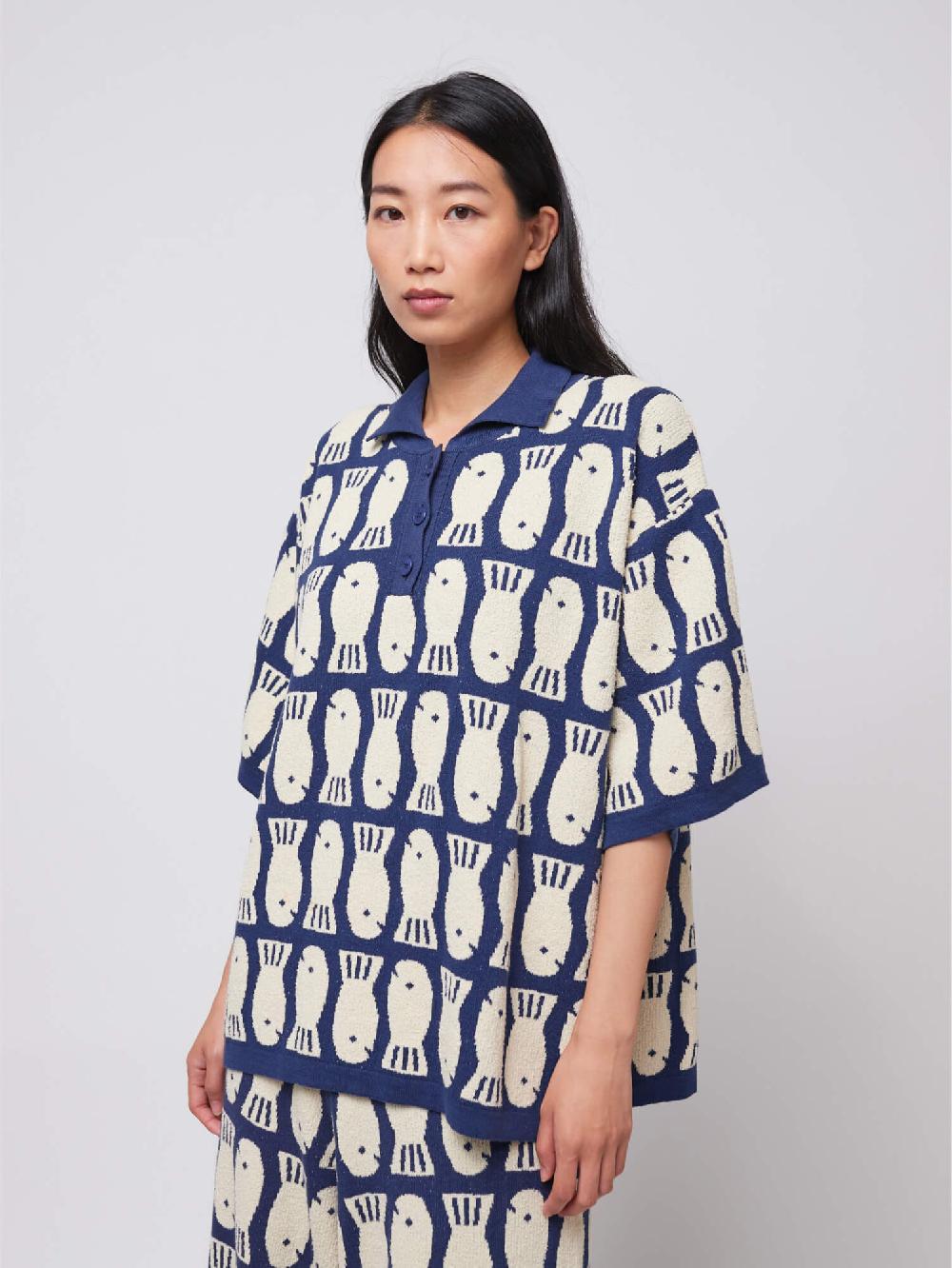 Bobo Choses Lucky Fish Jacquard Knitted Polo