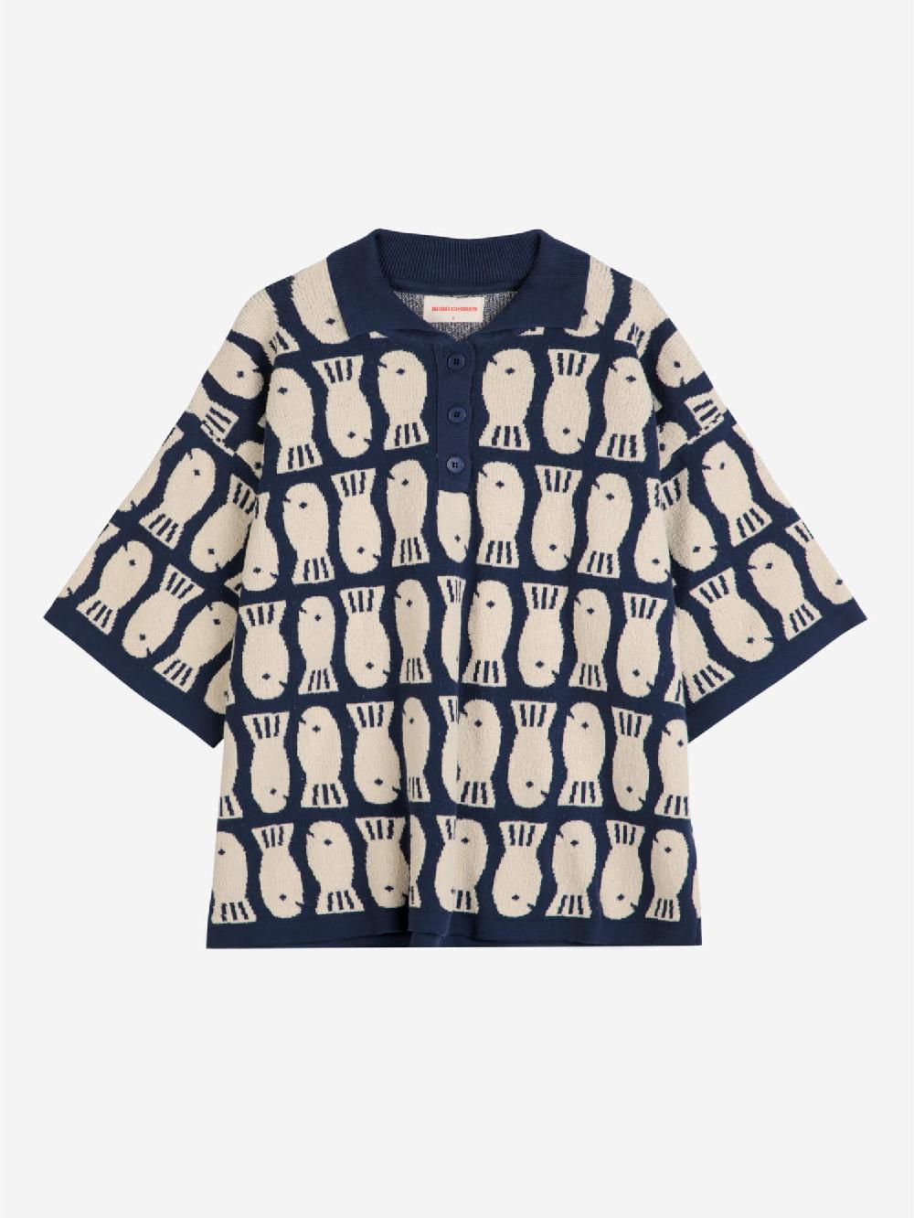 Bobo Choses Lucky Fish Jacquard Knitted Polo