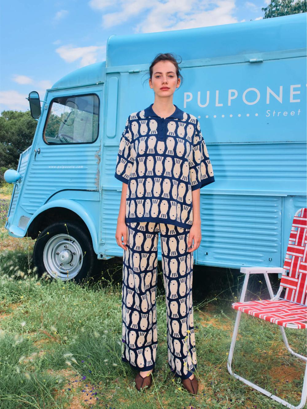 Bobo choses Lucky Fish jacquard knitted polo