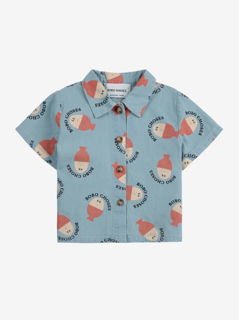 Bobo choses Morning Egg all over denim shirt