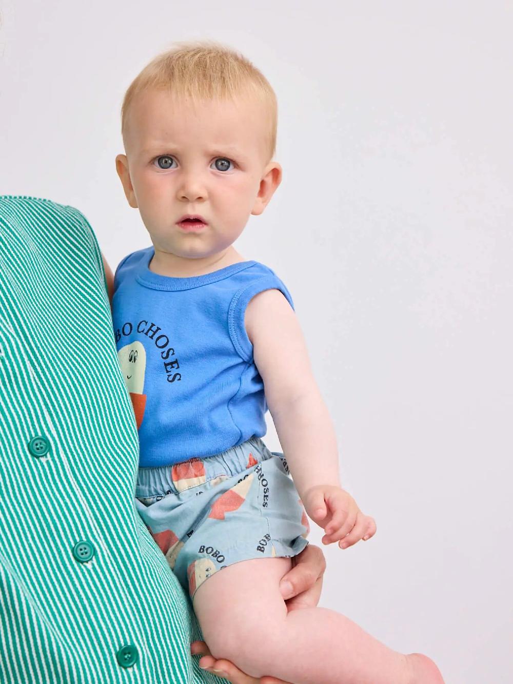 Bobo Choses Morning Egg All Over Denim Shorts
