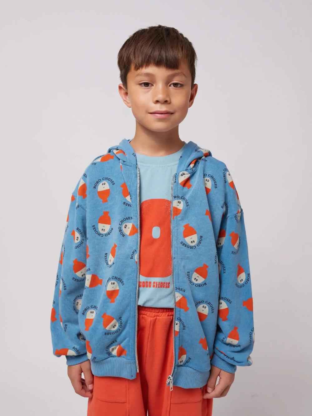 Bobo choses Morning Egg all over zipped hoodie