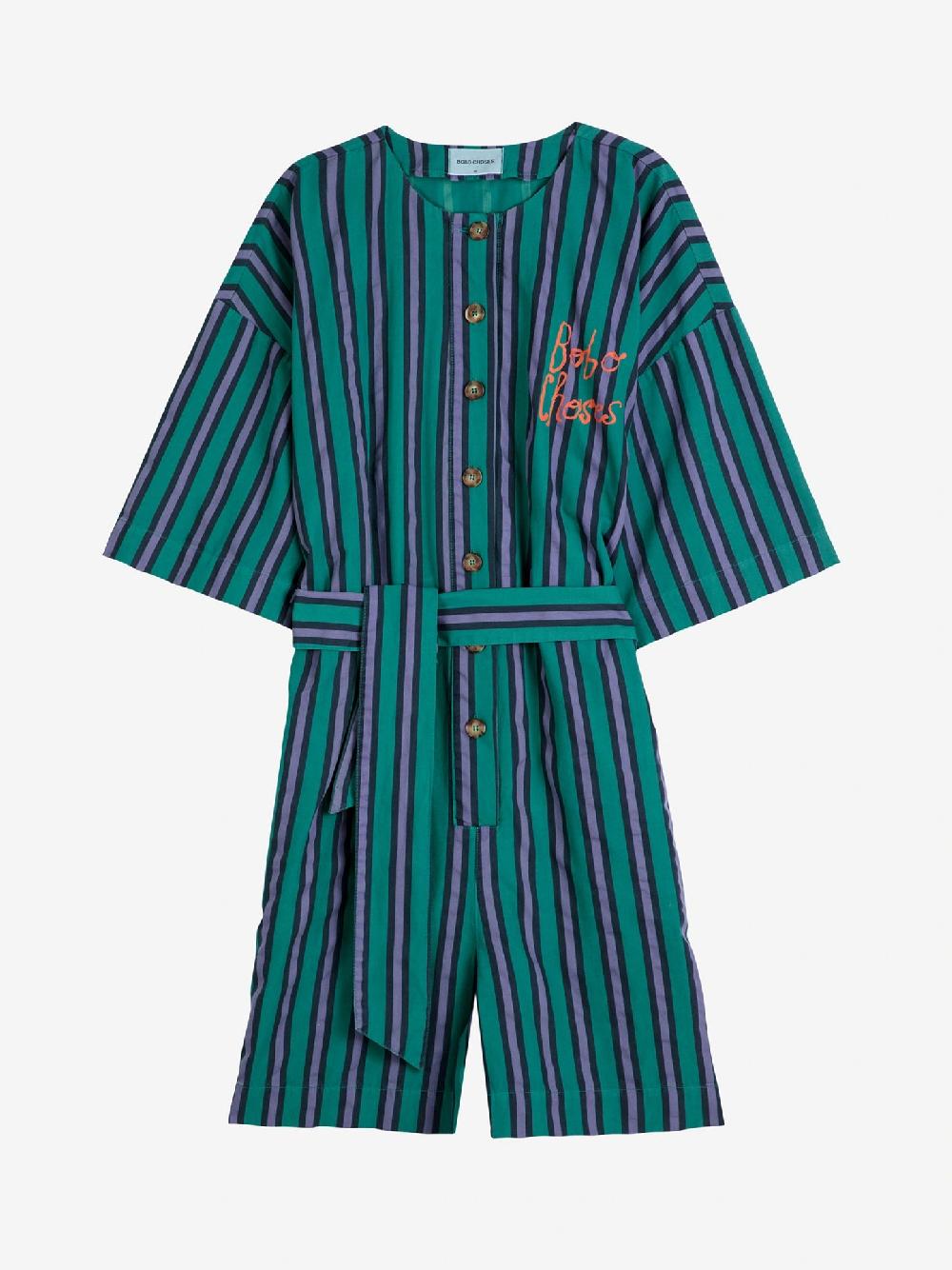 Bobo Choses Multi Striped Buttoned Short Playsuit