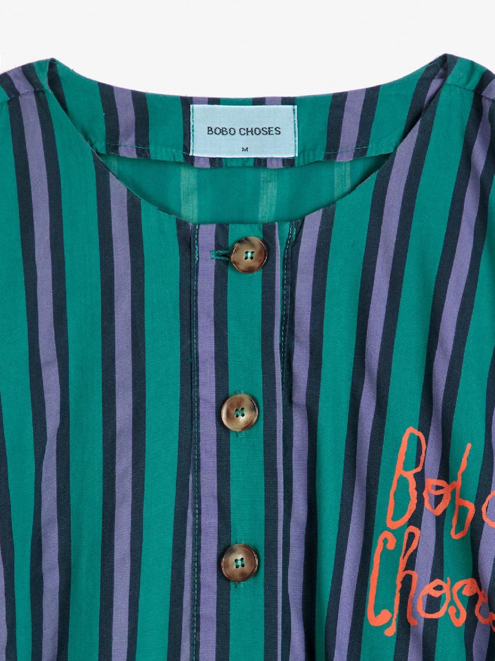 Bobo Choses Multi Striped Buttoned Short Playsuit